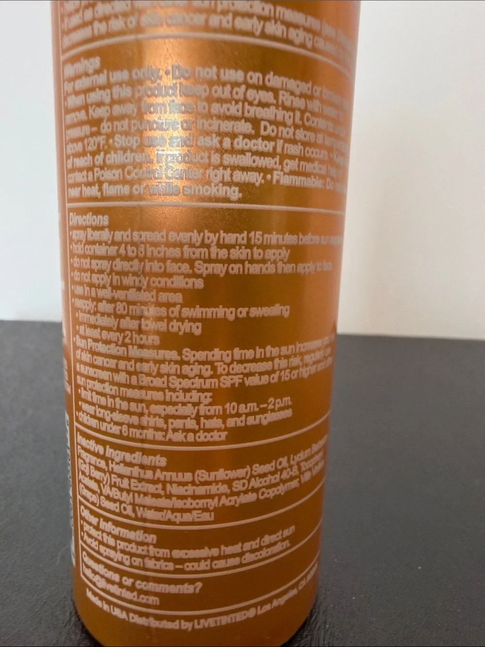Live tinted Hueguard Invisible Body Mist SPF 50